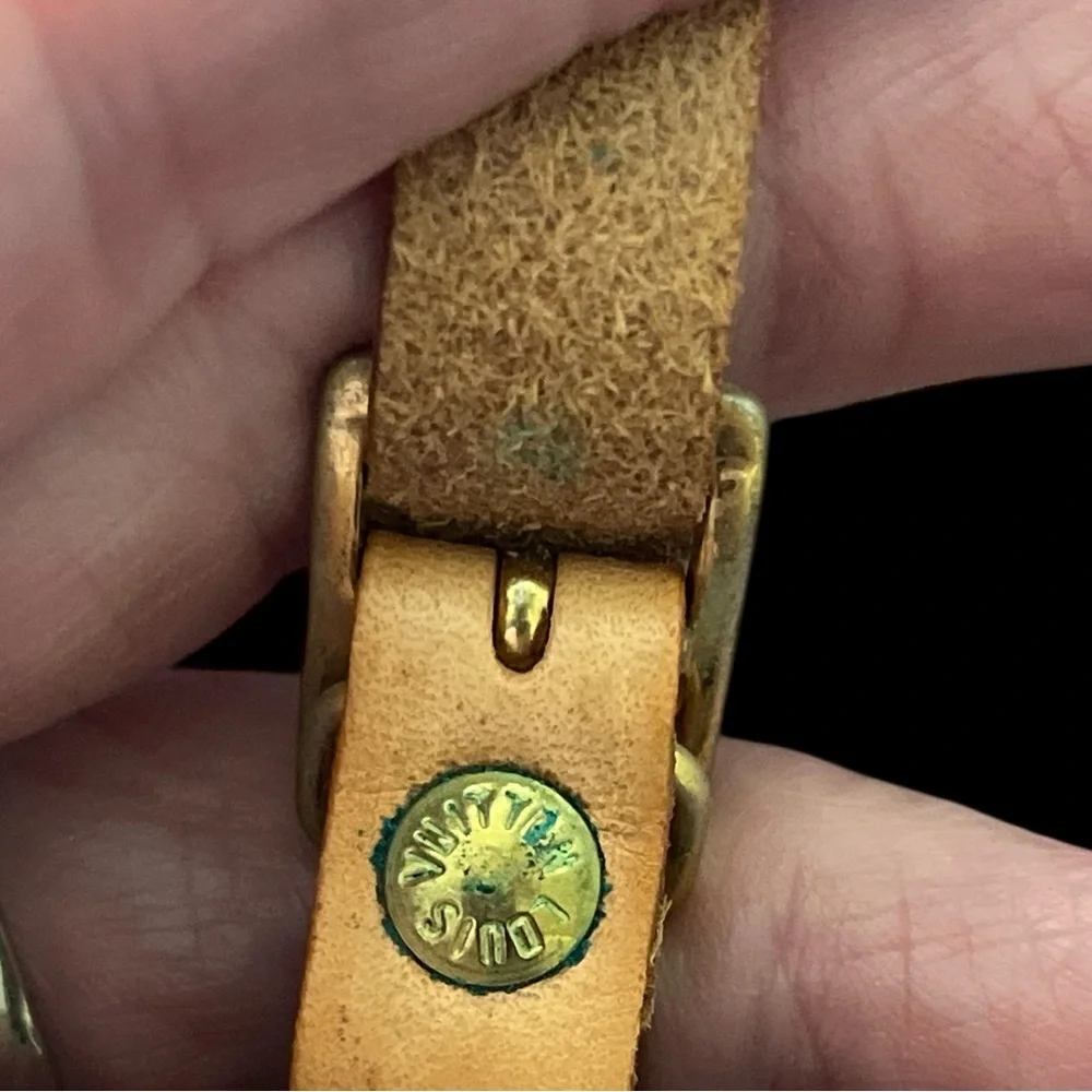 Authentic Louis Vuitton Tan Leather Luggage Travel Tag and Strap - Picture 7 of 12